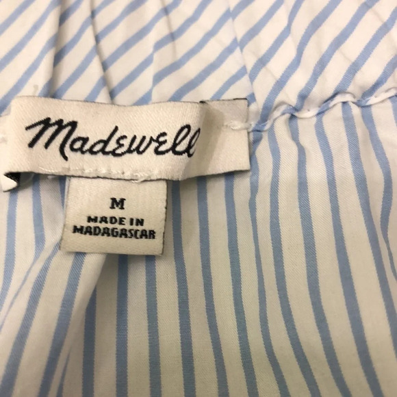 Madewell White & Blue Striped Clean 3/4 Sleeves Off The Shoulder Top Size Medium - Picture 8 of 8
